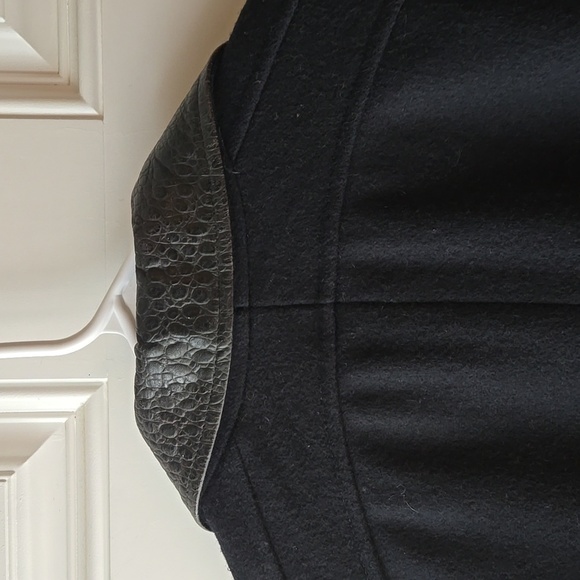 Vintage Havoc Wool and Faux Leather Blend Double Breasted Trench Coat - Picture 8 of 11